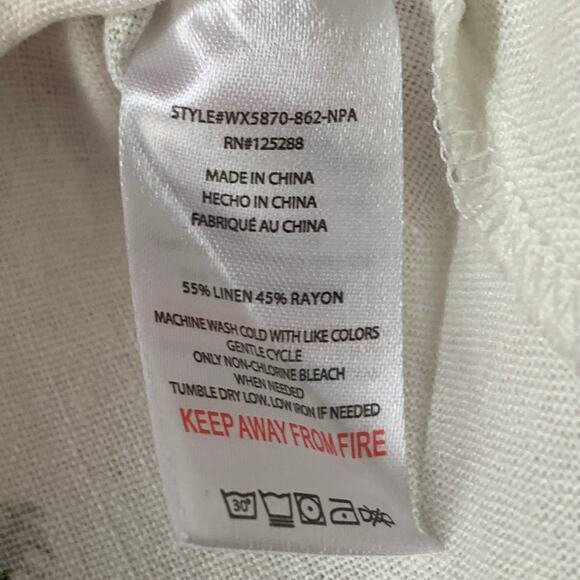 Rae Dunn Women's Linen Pineapple Print Button Up Shirt Short Sleeve Collar Large - Picture 10 of 16